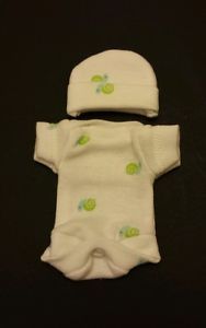 Sculpted OOAK Baby Doll Clothes Bodysuit Cap Tiny Mini Reborn 7"