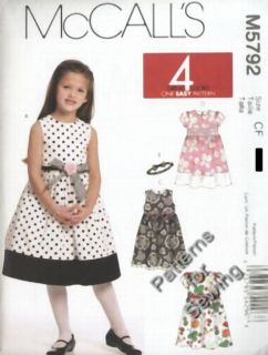Pattern McCall Girl Summer Dress 4 Options Easy Size 4 6 New