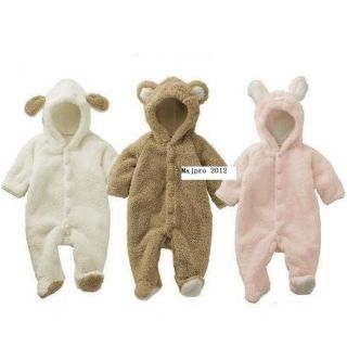 White Baby Fleece Animal Costume Hooded Romper Outfit Playsuit 18 24M FT113WXL