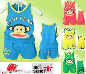 Vest Suit Summer New Cute Little Monkey Baby Girl Boy Clothes for 1 4 Years