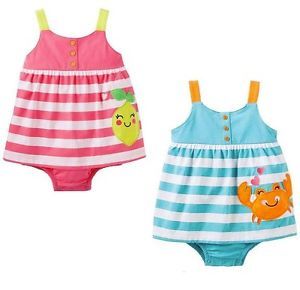 Carters Striped Cute Sunsuit Dress Baby Girl Summer Clothes 6 9 12 18 Months