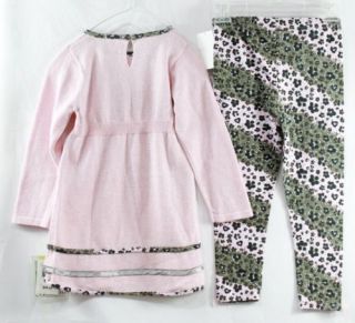 Bonnie Jean New Pink Printed Glitter Casual Two Piece Baby Girl Set Size 4T $44