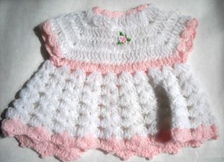 Baby Doll Clothes Dress 10" Small Pink White Sweater Vintage