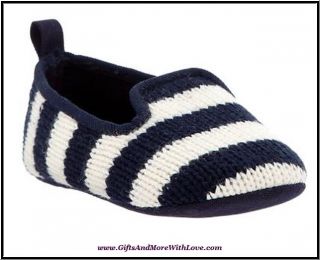 Baby Gap Marine Blue Sweater Loafer Striped Flats Dress Shoes 0 3 6 12 M