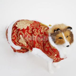 10x Pet Dog Warm Chinese Tang Dress Suit Coat Clothes Christmas Holiday L