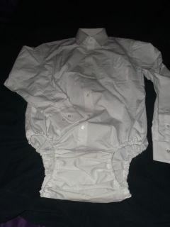 Adult Baby Sissy White Office Shirt Onesie 40" Ideal 4 Work Short Sleeves