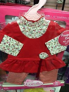 Miss Corolle Baby Doll Clothing Outfit Accessories Red Ruffled Dress Set 17"