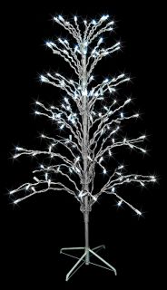 4' Polar White LED Lighted Christmas Cascade Twig Tree Outdoor Yard Art