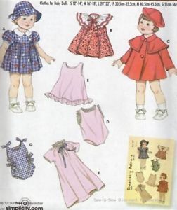 Simplicity Vintage Baby Doll Clothes Pattern 12 18" 22