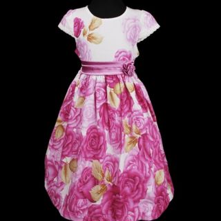 KD238 Pink White Girls Party Flowers Baby Dress 4T 8T