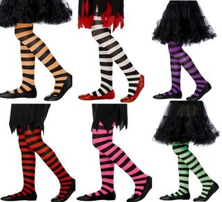 New Girls Kids Childrens Striped Tights Fancy Dress Ideal for Halloween Witch