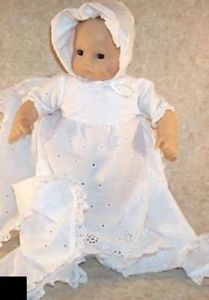 Doll Clothes Baby 3 Pcs Fit 15"16 inch Bitty Christening Dress Gown Hat Blanket