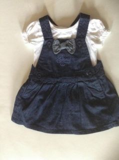 Guess Designer Baby Girl Clothes Dress Navy Blue Denim Top 12 18 24 Months
