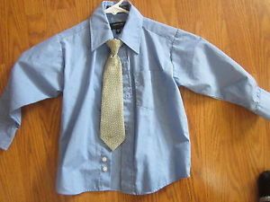 Size 4 Boys Dress Formal Blue Shirt Tie Toddler Clothes