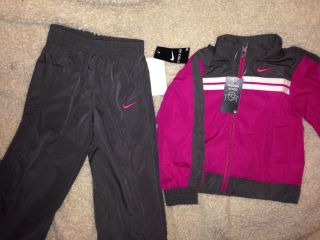 Nike Infant Toddler Girls Jogging Track Suit Outfit Pink Grey 24M