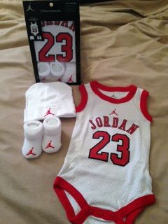 Nike Air Jordan Infant Newborn Baby 23 Jersey 3 Piece Gift Set 0 6 Months