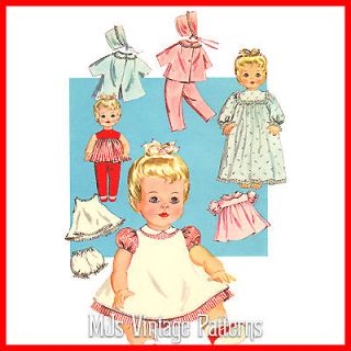 Vintage Baby Doll Clothes Dress Pattern 15" 16" Tiny Tears Betsy Wetsy DY Dee