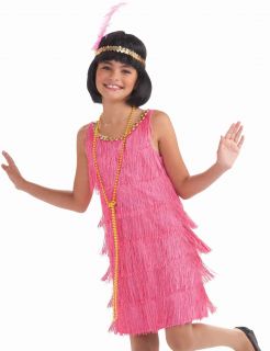 Girls Pink Flapper Dress 20s Dancer Halloween Costume