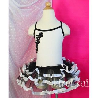 Girls White Ballet Leotard Black Tutu Princess Dance Dress 1 6Y 6B73