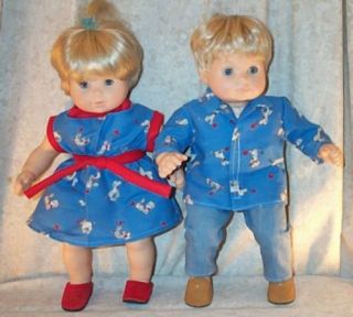 Doll Clothes Fit American Girl 15" inch Boy Bitty Baby Twin Pant Dress Dog 4pc