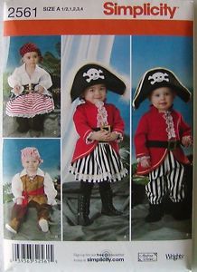 Simplicity Sewing Pattern 2561 Toddler Pirate Pirates Costumes Halloween