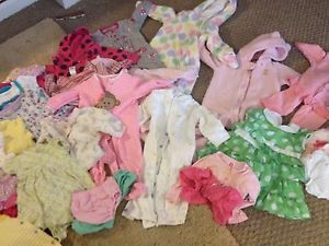 70 Piece Baby Girl Clothing Lot All 3 6 Months and 6 Months GUC 