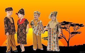 African Boy Girl Safari Man Lady Fancy Dress Up BNWT 3 7yrs Curriculum Costume
