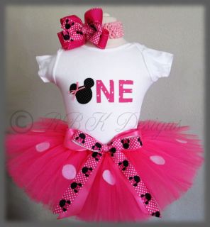 1st Birthday Minnie Mouse Outfit with Matching Headband
