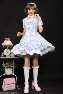 Lolita Gothic Maid Dress Princess Country Floral Print Cosplay Costume 81076