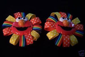 Toddler Girl Loopy Hair Bow Sesame Street Elmo Rainbow