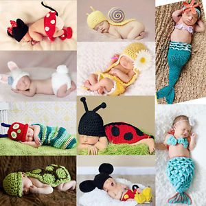 New Cute Newborn 9M Baby Girls Boy Knit Crochet Mermaid Clothes Outfits Hot Sell