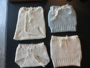 Antique Vintage Lot of 4 Pair Hand Knit Diaper Covers Baby Doll Bear Clothes