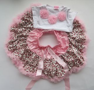 2pcs Baby Girl Kids Top Skirt Dress Costume Tutu Brown Pink Leopard Clothes 1 4Y