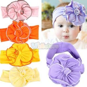 5pcs New Cotton Pretty Baby Hair Flower Headband Headwraps for Baby Toddler Kid