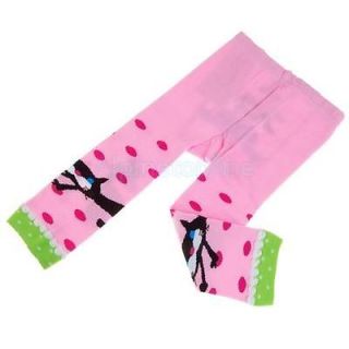 Baby Infant Toddler Leggings Pants Tights 80 Cotton Cat House Pattern Pink