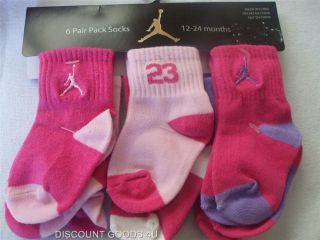 New 6 Pair Baby Jordan Socks Infant Socks 12 24 Month Pink White Jordan Baby