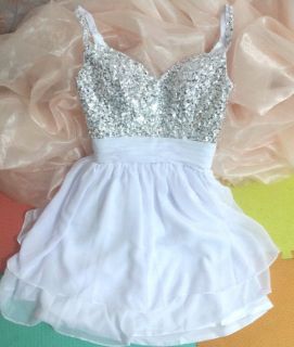 Cheap White Short A Line Mini Chiffon Prom Dress Homecoming Dress Formal Dresses