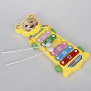 3X Bear Pull Cart Xylophone Percussion Baby Kids Play Toy Musical Instrument