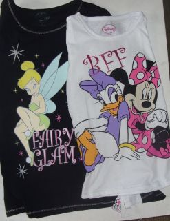 Juniors Disney Tinker Bell Minnie Mouse Daffy Duck Tops Shirts Med Lar XLarge