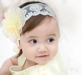 Baby Kid Girl Toddler Lace Flower Headband Hairband Hairbow Hair Flower CA4042
