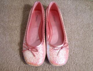New Girls Spring Summer Ballet Flats Shoes 5 Youth Sequin Pink Glitter