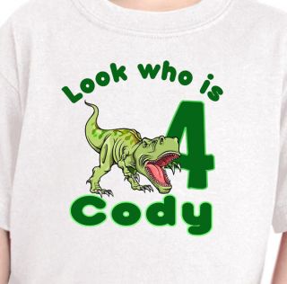 Kids Personalized "T Rex Dinosaur Birthday Party" Dinosaur T Shirt or Lap Tee