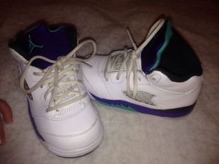 Nike Air Jordan Retro 5 TD Toddler Grape White 440890 108 Size 7c
