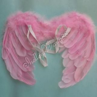 Cute Baby Infant Newborn Kid Angel Costume Feather Wings Fairy Props Small Pink
