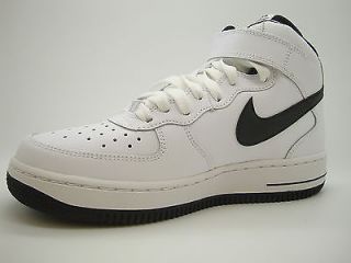 314195 114 Boys Youth Nike Air Force 1 Mid White Black Classic Sneakers
