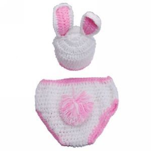 Animal Bunny Photography Prop Knit Baby Infant Crochet Hat Handmade Costume Set