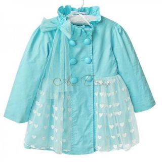 Girls Trench Coat Wind Jacket Baby Tutu Dress Bowknot Kids Autumn Outwear Sz 3 7