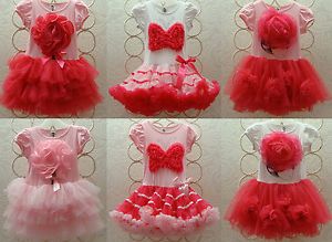 Girls Kids Baby Pettiskirt Tutu Skirt 2 8Y Party Dress Top Flowers Cute Clothing