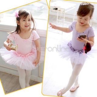 Girls Kids Leotard Skirt Ballet Tutu Dress Dancewear Party Costume Sz 3 8