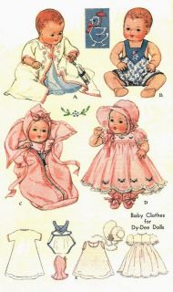Vintage 13" DY Dee Baby Doll Clothes Pattern 513